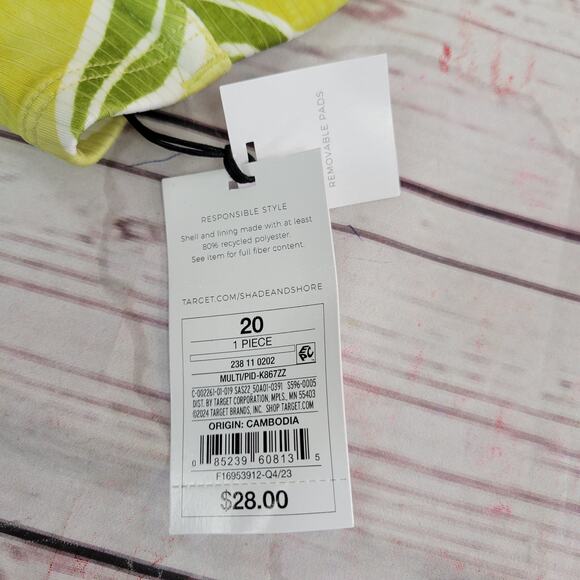 Shade & Shore Lime Green Floral Bandeau Bikini Top - Size 20 - Picture 4 of 6